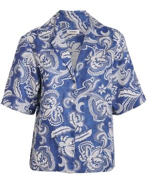 Sandro Floral Short-Sleeve Shirt - Blue