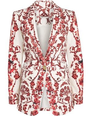 Alice + Olivia Linen-Blend Printed Macey Blazer - Red