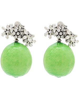 Saint Laurent Embellished Lime Earrings - Green
