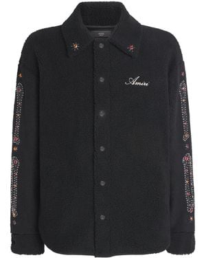 Amiri Fleece Studded Bones Overshirt - Black