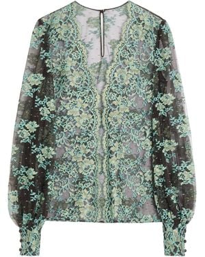Valentino Lace Long-Sleeve Blouse - Green