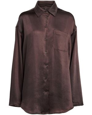 Skims Satin Oversized Shirt - Brown