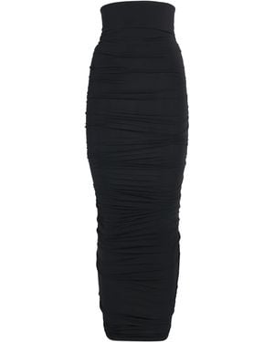 Wolford Ruched Bodycon Midi Skirt - Black