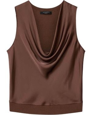 AllSaints Satin Cowl-Neck Zoey Tank Top - Brown