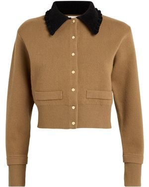Sandro Contrast-Collar Cardigan - Green