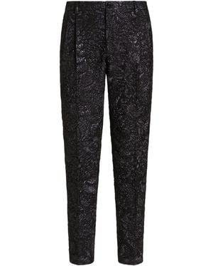 Dolce & Gabbana Jacquard Slim Tailored Trousers - Black