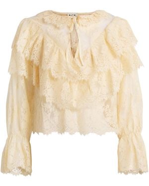 RIXO London Lace Faryn Blouse - Natural