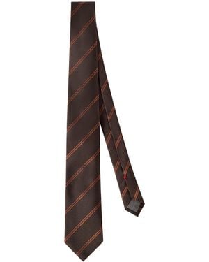 Brunello Cucinelli Silk Striped Tie - Brown