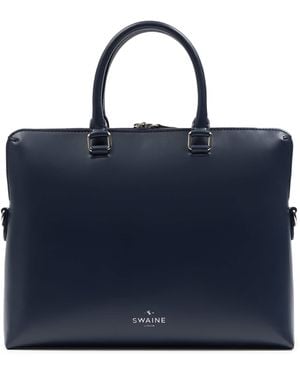 Swaine Leather Piccadilly Briefcase - Blue
