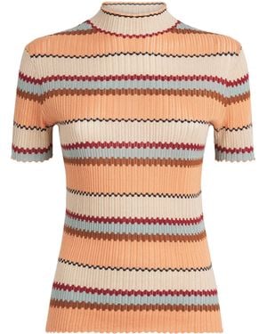 Guest In Residence Linen-Silk Stripe Palazzo T-Shirt - Multicolour