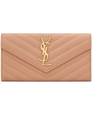 Saint Laurent Leather Envelope Wallet - Natural