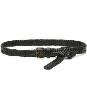 Weekend by Maxmara Leather Woven Belt - Black