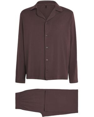 Skims Jersey Sleep Pajama Set - Brown