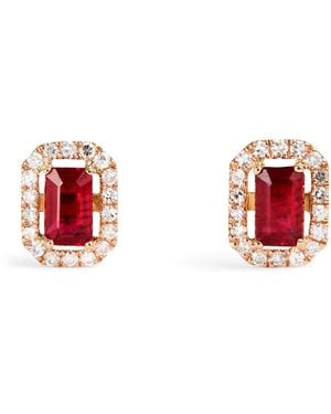SHAY Diamond And Ruby Stud Earrings - Red