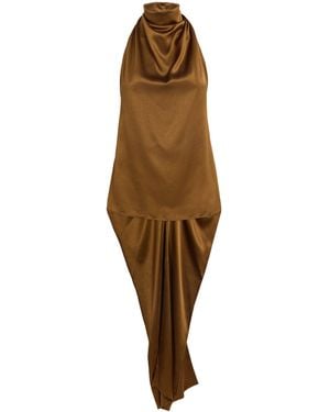 Esse Studios Satin Halterneck Cartia Top - Brown