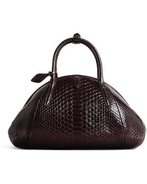 Alaïa Small Snakeskin Purse Top-Handle Bag - Brown