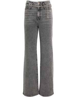 Maje Chain-Detail Wide-Leg Jeans - Grey