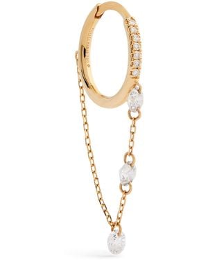 PERSÉE And Diamond Piercing Drop Chain Single Huggie Earring - Metallic