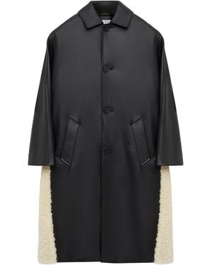 Loewe Nappa Lambskin Shearling-Trim Coat - Black