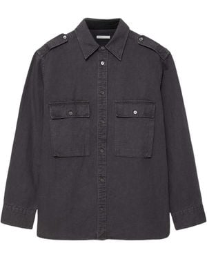 AllSaints Cotton-Linen Hart Oversized Shirt - Blue