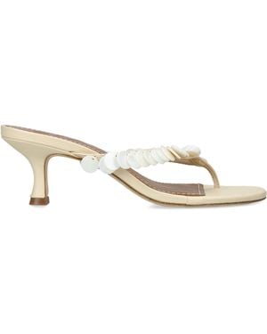 STAUD Leather Freja Heeled Mules 60 - Natural
