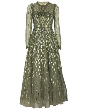 Needle & Thread Sequin-Embellished Dash Gown - Green