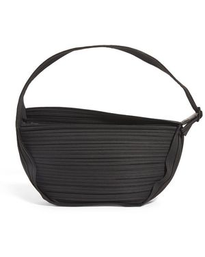 Pleats Please Issey Miyake Small Pleated Half Moon Shoulder Bag - Black