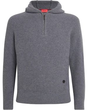 Isaia Wool-Cashmere Knitted Hoodie - Grey