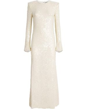 LAPOINTE Sequin Flared-Sleeve Maxi Dress - Natural