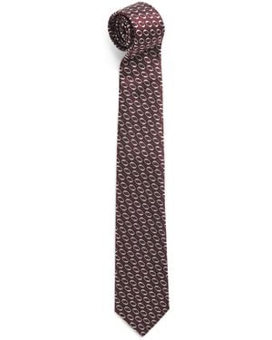 Isaia Silk Geometric Jacquard Tie - Purple