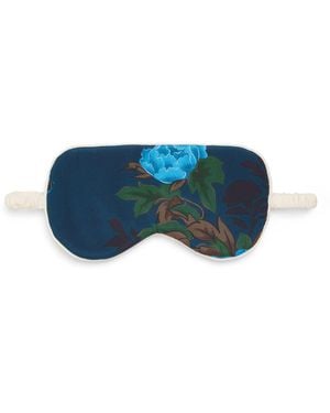 Olivia Von Halle Silk Floral Print Audrey Tibatant Eye Mask - Blue