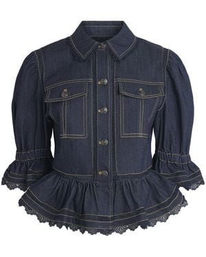 Cinq À Sept Guipure Lace-Trim Sylvia Jacket - Blue
