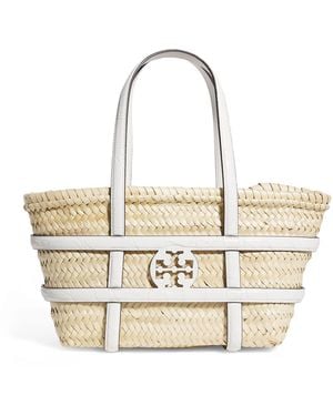 Tory Burch Small Straw Ella Basket Bag - Metallic