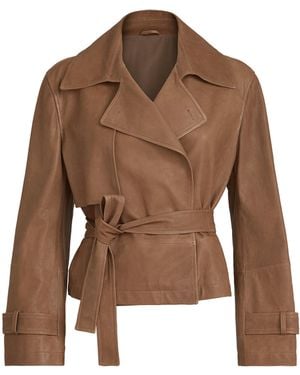 Brunello Cucinelli Nappa Leather Cropped Trench Coat - Brown