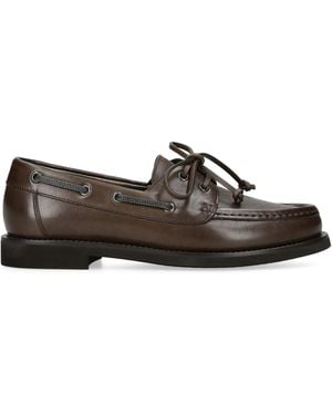 Brunello Cucinelli Leather Boat Shoes - Brown