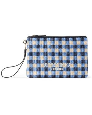 Jimmy Choo Raffia Logo Pouch - Blue