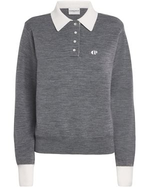 Claudie Pierlot Knitted Logo Polo Shirt - Gray