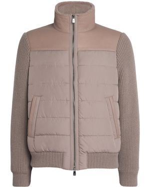 Corneliani Shearling-Trim Padded Jacket - Brown