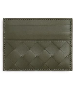Bottega Veneta Leather Intrecciato Card Holder - Green