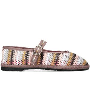 Flabelus Raffia Stripe Pierre Ballet Flats - Multicolour