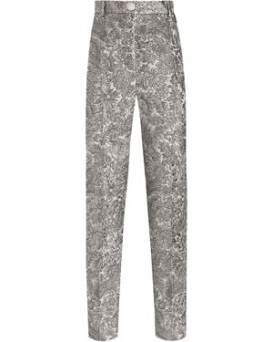 Dolce & Gabbana Floral Jacquard Cigarette Pants - Gray