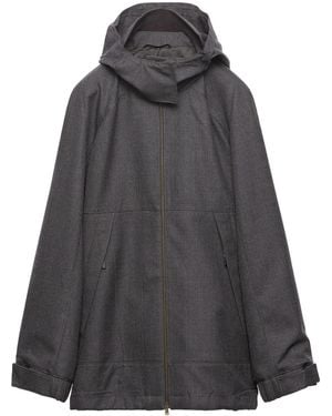 Prada Wool Hopsack Hooded Jacket - Grey