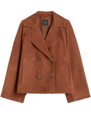 Weekend by Maxmara Suede Double-Breasted Jacket - Brown