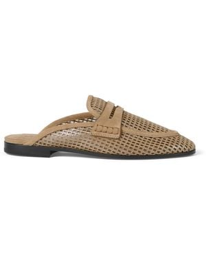 Brunello Cucinelli Leather Perforated Slippers - Brown