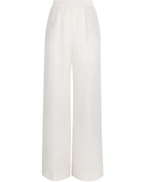 Eleventy Linen-Blend Elasticated Trousers - White