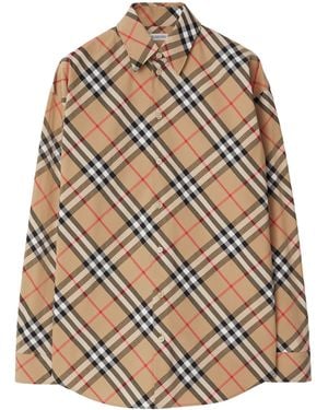 Burberry Cotton Check Relaxed Shirt - Brown