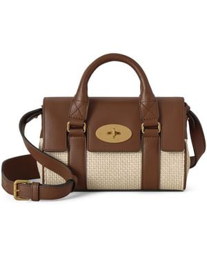 Mulberry Mini Raffia And Leather Bayswater Top-Handle Bag - Brown