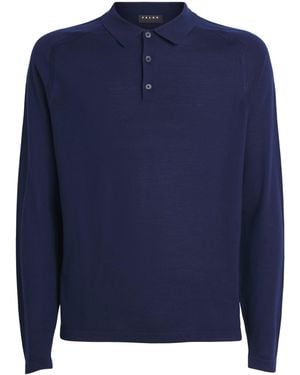 FALKE Wool Long-Sleeve Polo Shirt - Blue