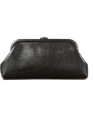 Jimmy Choo Skylar Snake-Embossed Leather Clutch Bag - Black