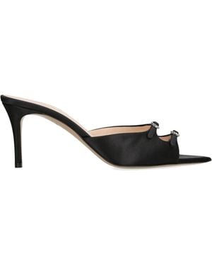Andrea Wazen Satin Carol Heeled Mules 75 - Black